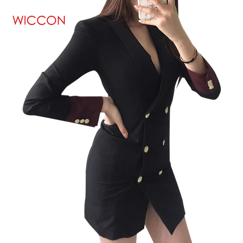 Women's Long Blazzer Double-breasted Contrast Color Sexy Slim Spring Summer Professional Long Sleeve Workers 
Women's Long Blazzer Double-breasted Contrast Color Sexy Slim Spring Summer Professional Long Sleeve Workers