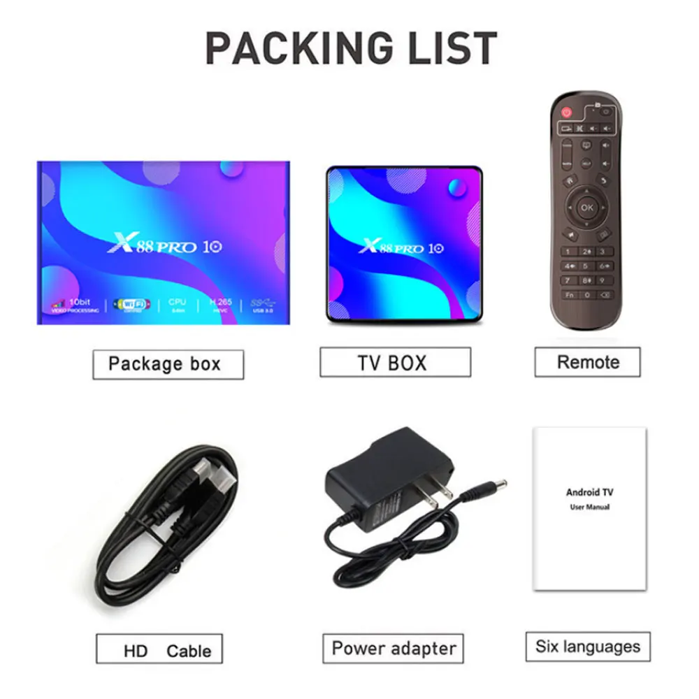 X88 Pro 10 Rk3318, Set-Top Box Android 10.0,Network Hd Tv Box 4K ,4G + 64G + Bt + Dual Frequency, For Smart Tv
X88 Pro 10 Rk3318, Set-Top Box Android 10.0,Network Hd Tv Box 4K ,4G + 64G + Bt + Dual Frequency, For Smart Tv