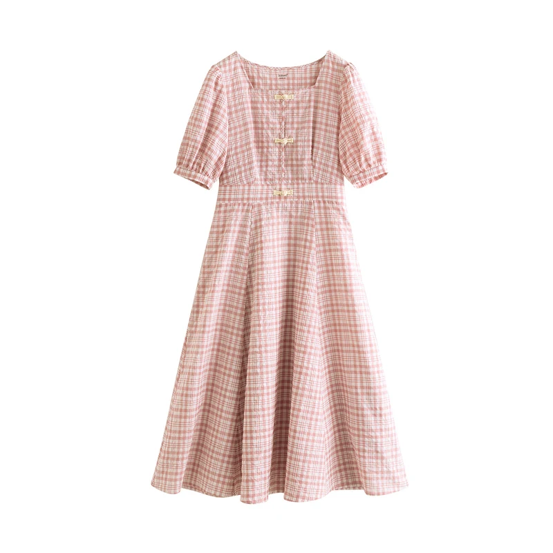 INMAN Summer Dress Women Plaid Stripe Square Collar Elegant Literary Retro Style Frog Fake Cardigan Short Sleeve Midi Skirt
INMAN Summer Dress Women Plaid Stripe Square Collar Elegant Literary Retro Style Frog Fake Cardigan Short Sleeve Midi Skirt
