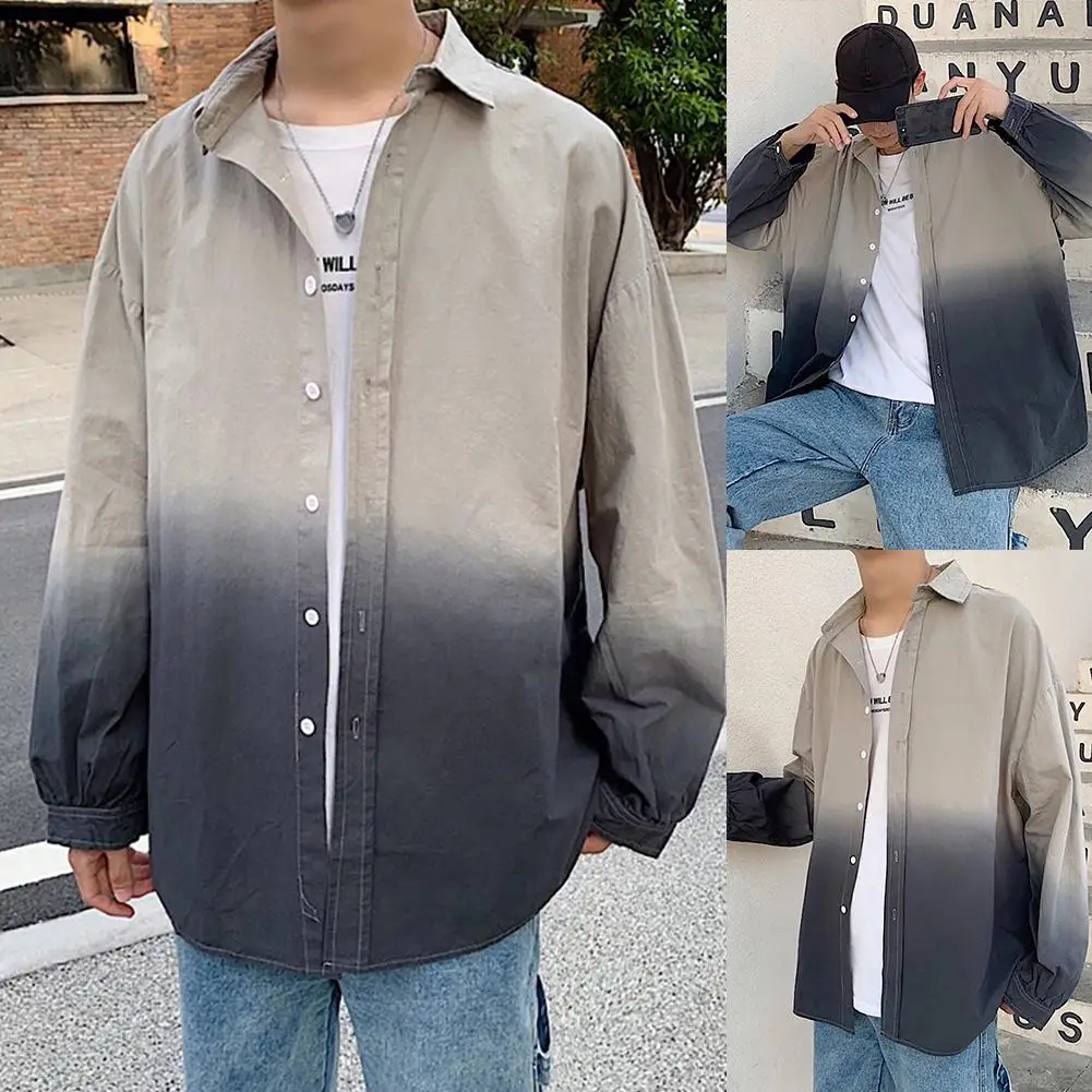 Long Sleeve Tee Shirt Casual Fashion Breathable Color Gradient Long Sleeves Turn-down Collar Men Casual Top Shirt Coat
Long Sleeve Tee Shirt Casual Fashion Breathable Color Gradient Long Sleeves Turn-down Collar Men Casual Top Shirt Coat