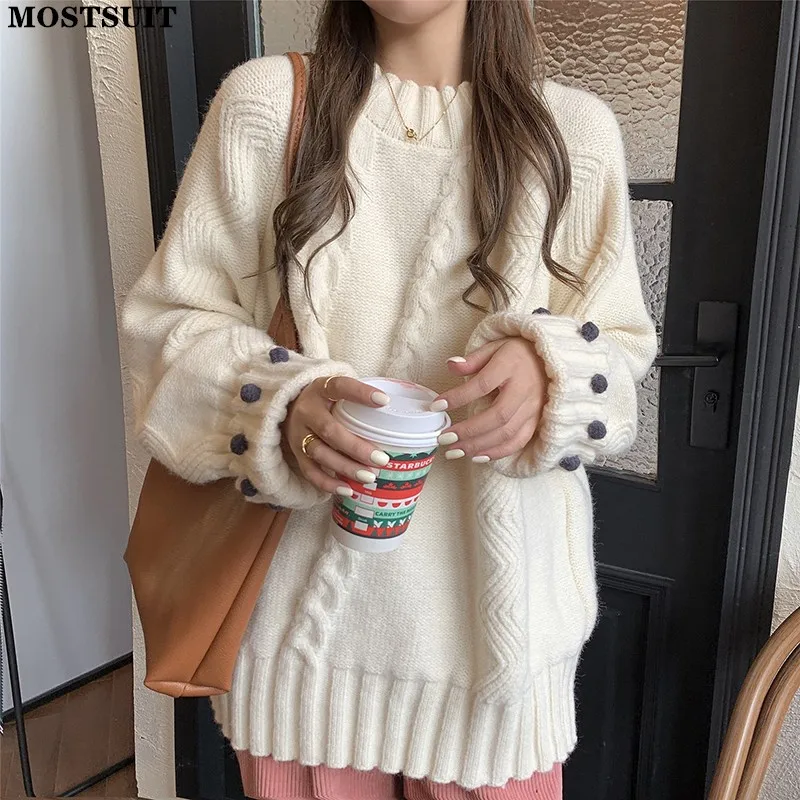 Winter Warm Sweater Pullover 2021 Full Sleeve O-neck Thicken Loose Solid Jumpers Fashion Vintage Chic Soft Female Tops Knitwear
Winter Warm Sweater Pullover 2021 Full Sleeve O-neck Thicken Loose Solid Jumpers Fashion Vintage Chic Soft Female Tops Knitwear