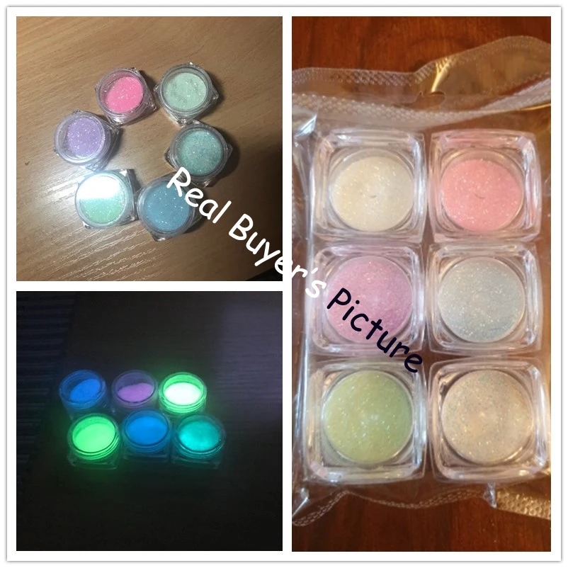 6Box/lot (3g/box )Luminous crystal sand glitter sugar glitter powder 6pcs/lot glow in the dark effect powder
6Box/lot (3g/box )Luminous crystal sand glitter sugar glitter powder 6pcs/lot glow in the dark effect powder