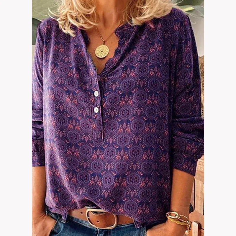 2021 New Spring Blouses Women Vintage Print Shirt Long Sleeve Button Loose Oversized V-Neck Plus Size Casual Tops Autumn Clothes
2021 New Spring Blouses Women Vintage Print Shirt Long Sleeve Button Loose Oversized V-Neck Plus Size Casual Tops Autumn Clothes