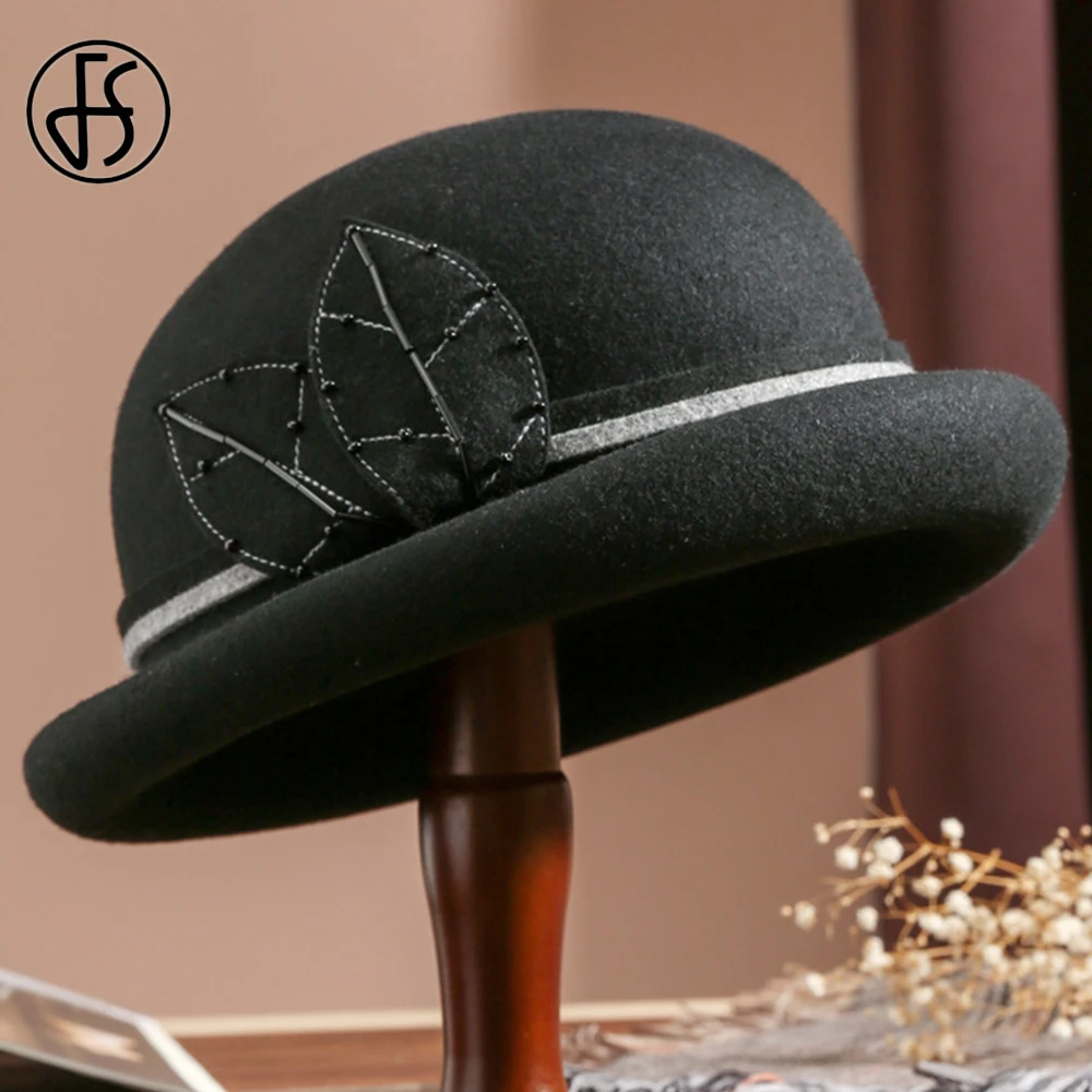 FS 2021 Vintage Dome Top Wool Felt Fedora Hats For Women Winter Warm Church Cloche Derby Hat Fedoras Bowler Cap With Leaves Rope
FS 2021 Vintage Dome Top Wool Felt Fedora Hats For Women Winter Warm Church Cloche Derby Hat Fedoras Bowler Cap With Leaves Rope