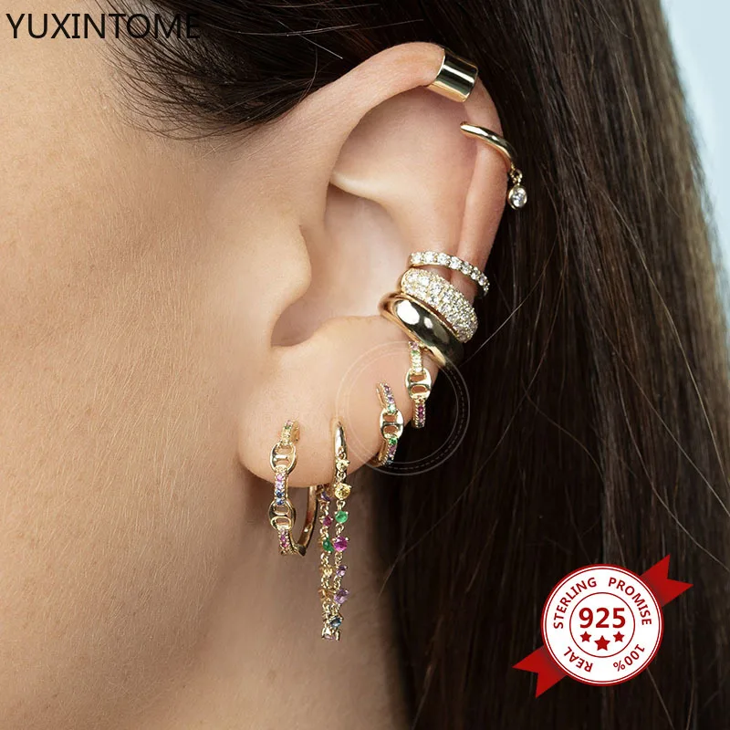 925 Sterling Silver Ear Buckle Colorful Crystal Little Hoop Earrings Tiny Circle Huggie Earrings Female Fashion Jewelry Gift
925 Sterling Silver Ear Buckle Colorful Crystal Little Hoop Earrings Tiny Circle Huggie Earrings Female Fashion Jewelry Gift