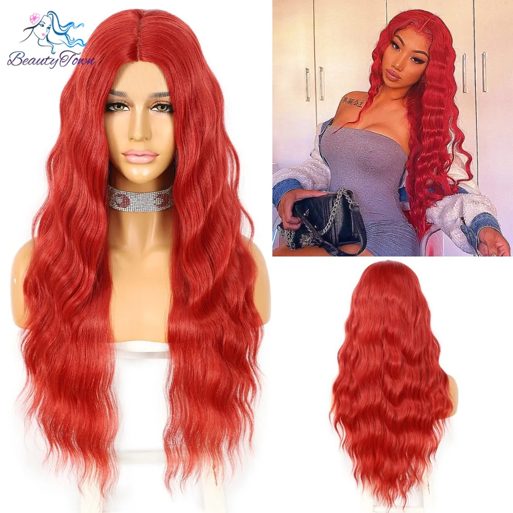 BeautyTown T Part Lace Wig Red Water Wave Deep Middle Part Synthetic Wigs for Women Heat Resistant Fiber Party Cosplay Wear Hair
BeautyTown T Part Lace Wig Red Water Wave Deep Middle Part Synthetic Wigs for Women Heat Resistant Fiber Party Cosplay Wear Hair