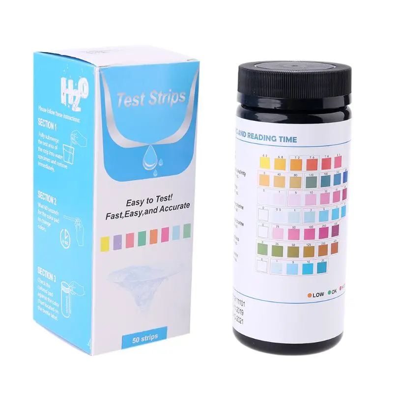 50Strips/bottle Water Test Strip Reagent 7in1 Bromine pH alkalinity Nitrite chlorine Hardness Fish Tank Swimming Pool 32CC
50Strips/bottle Water Test Strip Reagent 7in1 Bromine pH alkalinity Nitrite chlorine Hardness Fish Tank Swimming Pool 32CC