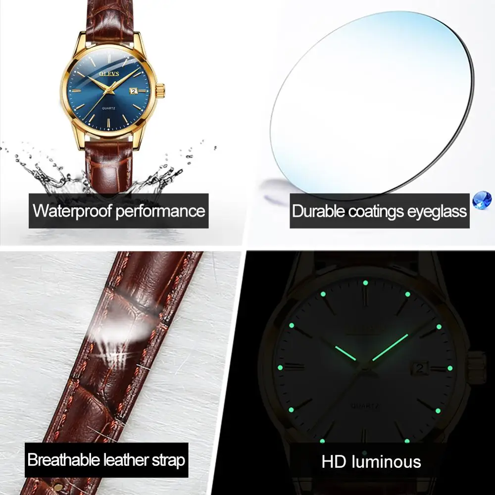 OLEVS Women Watches Breathable Fashion Leather Band Gold Case Quartz Casual Ladies Dress Wristwatch Gifts for Womens L6898
OLEVS Women Watches Breathable Fashion Leather Band Gold Case Quartz Casual Ladies Dress Wristwatch Gifts for Womens L6898