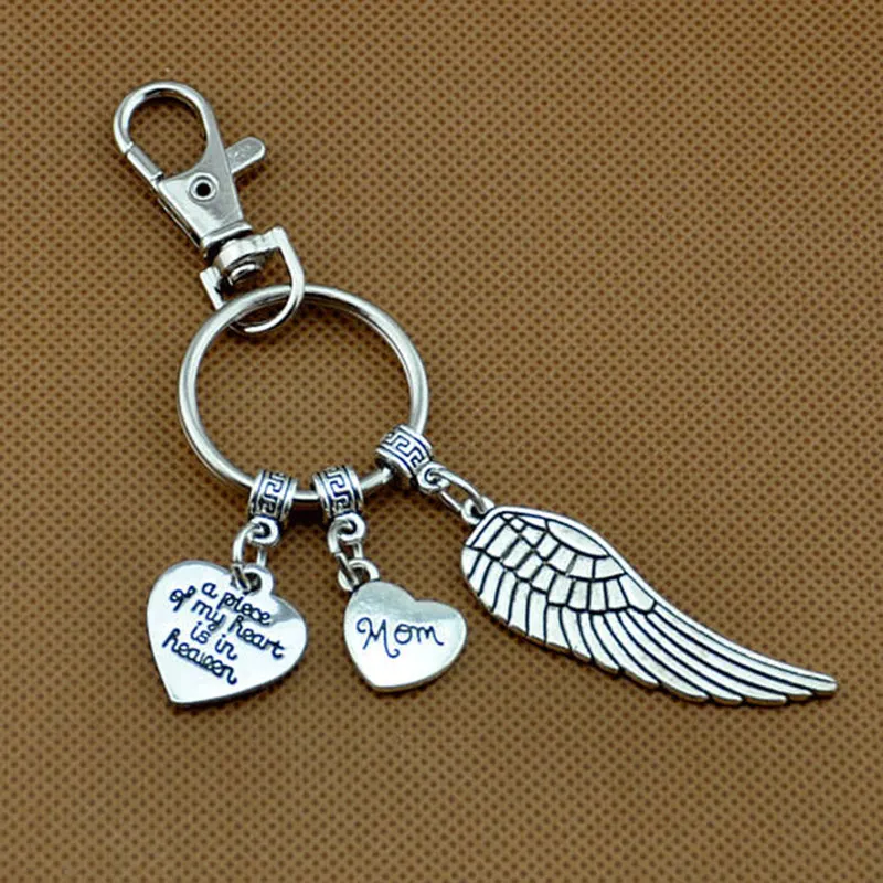 

Angel Wing KeyChain, Memorial Key Chain, A piece of my heart is in Heaven Sympathy Gift Loss of Mom/Daughter/ Grandpa /Dad/ Son