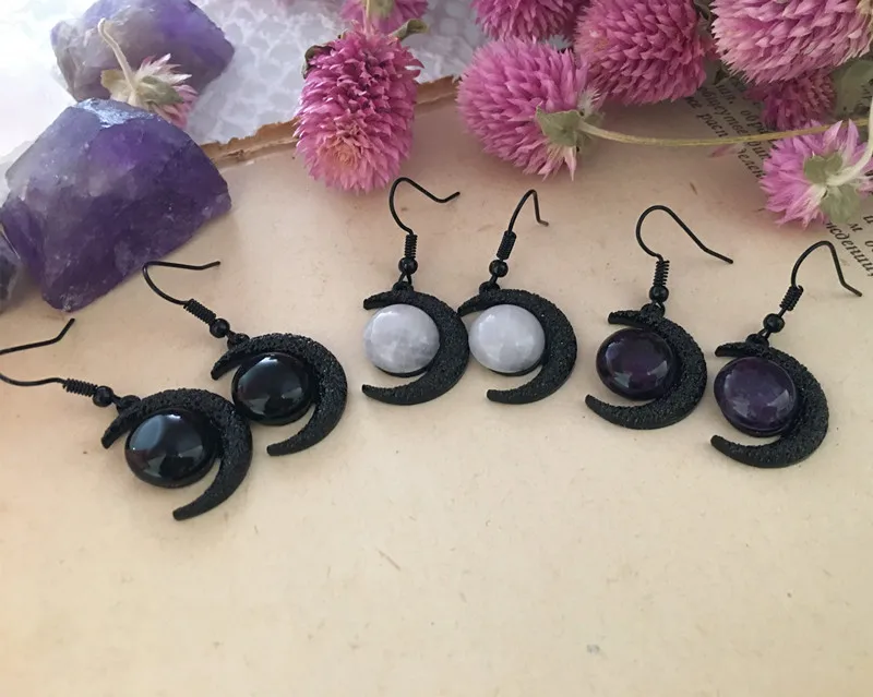 Black Moon Earrings-Black Moon and Natural Stone,Black Earrings- Witchy Jewelry - Celestial Gift
Black Moon Earrings-Black Moon and Natural Stone,Black Earrings- Witchy Jewelry - Celestial Gift