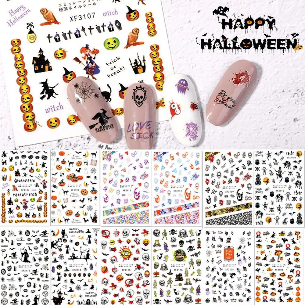 Art Makeup Waterproof Fashion Pumpkin Lantern Skeleton Spider Fingernail Decor Halloween Nail Stickers Manicure Tool
Art Makeup Waterproof Fashion Pumpkin Lantern Skeleton Spider Fingernail Decor Halloween Nail Stickers Manicure Tool