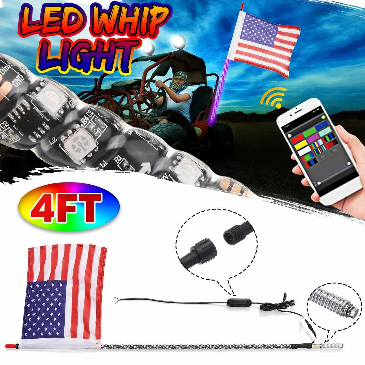 3/4FT кнут светильник 12V RGB bluetooth APP управления Гибкие супер яркий 240/300LED флагшток лампа светильник 30-45W/35-55 Вт + юбка с рисунком флага США
3/4FT кнут светильник 12V RGB bluetooth APP управления Гибкие супер яркий 240/300LED флагшток лампа светильник 30-45W/35-55 Вт + юбка с рисунком флага США