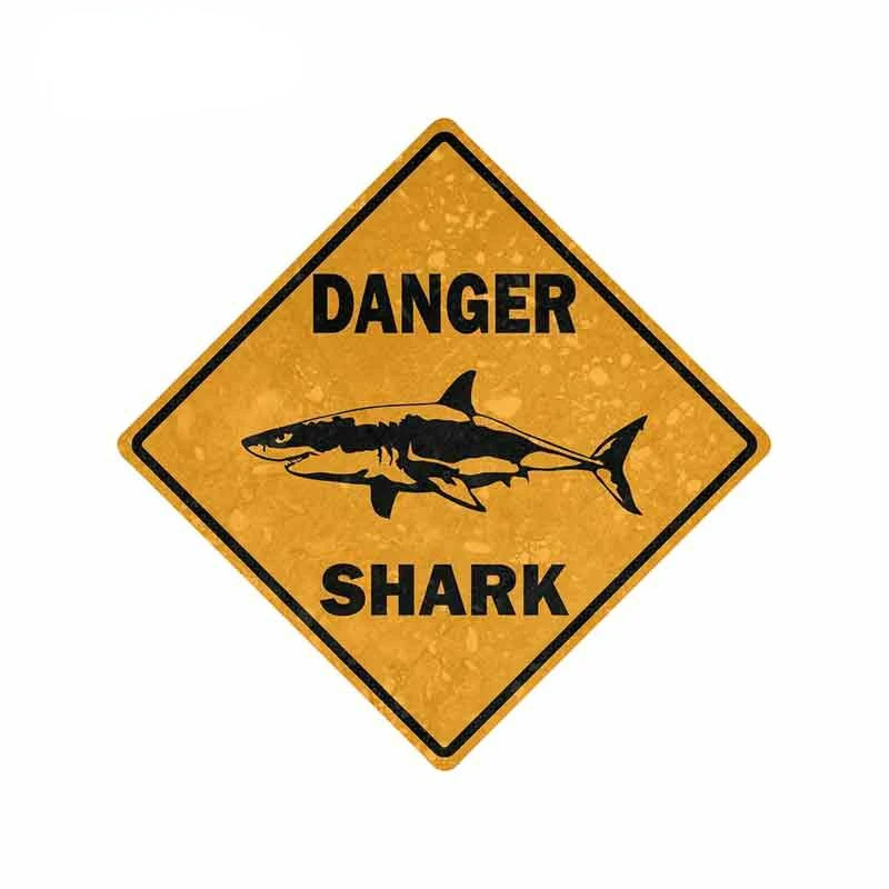 

Volkrays Warning Car Sticker Car Bike Motorcycle Danger Sign Shark Area Surf Decals Waterproof Decor Accessories Vinyl,13cm*13cm