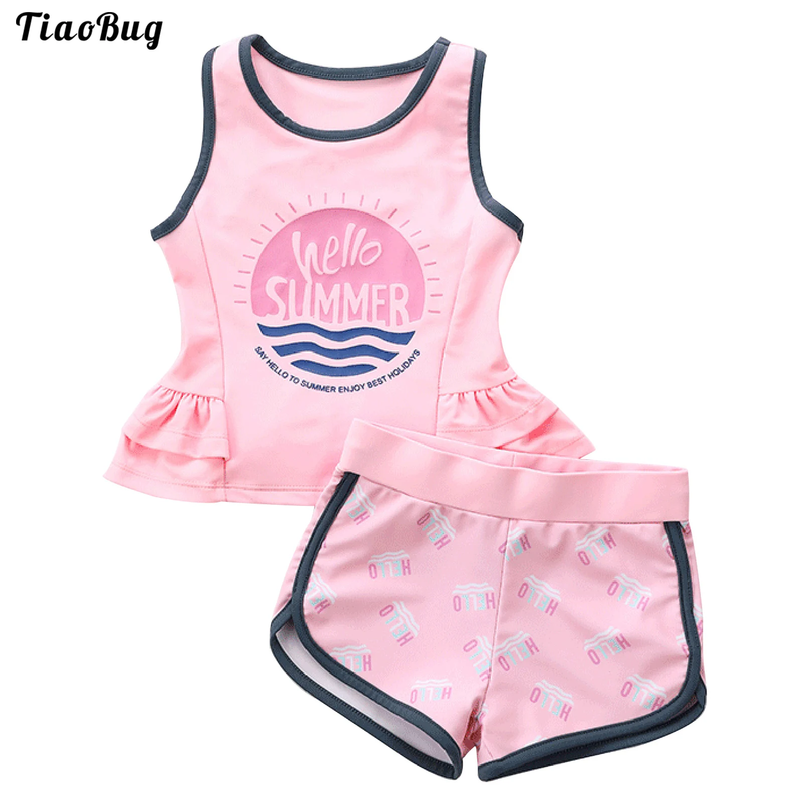 Летний купальный костюм для девочек из 2 предметов, с круглым вырезом, без рукавов, с буквенным принтом, с оборками на подоле, топ с баской, шо...
Летний купальный костюм для девочек из 2 предметов, с круглым вырезом, без рукавов, с буквенным принтом, с оборками на подоле, топ с баской, шо...