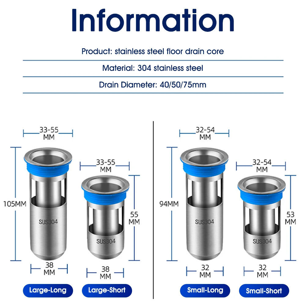 304 Stainless Steel Floor Bathroom Drain Hydraulic Shutter Core Deodorant Anti-water Antiblocking Deep Water Seal
304 Stainless Steel Floor Bathroom Drain Hydraulic Shutter Core Deodorant Anti-water Antiblocking Deep Water Seal