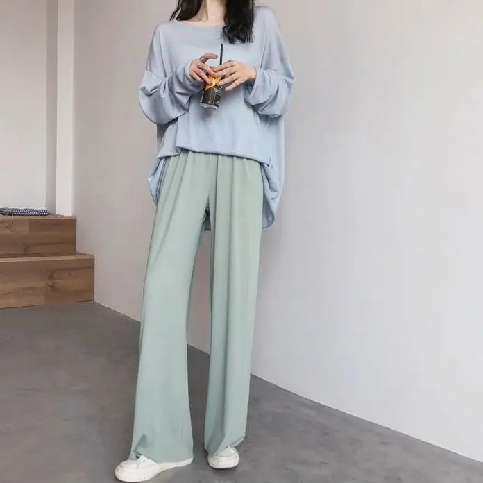 Ice silk high waist drop wide leg pants women's summer thin loose Korean straight tube slim versatile casual floor pants
Ice silk high waist drop wide leg pants women's summer thin loose Korean straight tube slim versatile casual floor pants