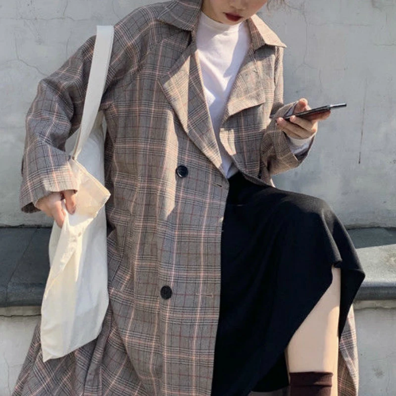 Trench Women Autumn Plaid Plus Size 2XL Loose Thickening Trendy Casual Retro Korean Style Elegant All-match Womens Chic Stylish
Trench Women Autumn Plaid Plus Size 2XL Loose Thickening Trendy Casual Retro Korean Style Elegant All-match Womens Chic Stylish