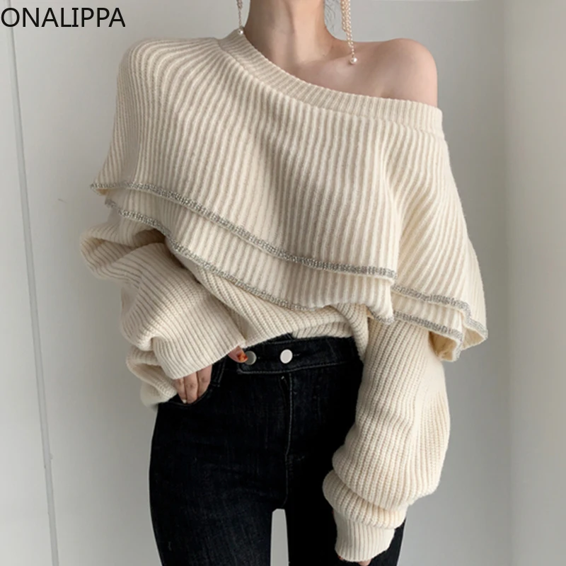 ONALIPPA Women Sweater 2021 Autumn Korea Temperament Double Layer Ruffled Bright Silk Edging Design Loose Long-Sleeved Pullover
ONALIPPA Women Sweater 2021 Autumn Korea Temperament Double Layer Ruffled Bright Silk Edging Design Loose Long-Sleeved Pullover