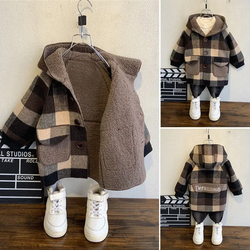 2-8Years Children Clothes Wool Coat For Boys Autumn Winter Plus Velvet Thicken Hooded Jacket For Boy Windbreaker Kids Overcoat
2-8Years Children Clothes Wool Coat For Boys Autumn Winter Plus Velvet Thicken Hooded Jacket For Boy Windbreaker Kids Overcoat