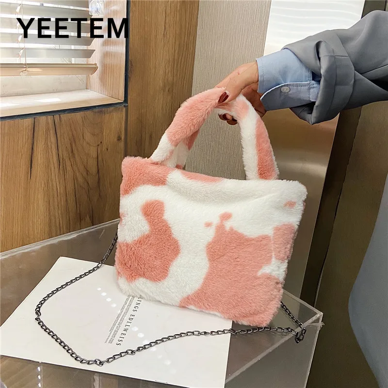 Leopard Cow Pattern Plush Soft Handbag Chain Winter Shoulder Bag Sweet Messenger Bag Tote Bag Student Large Capacity Purses
Leopard Cow Pattern Plush Soft Handbag Chain Winter Shoulder Bag Sweet Messenger Bag Tote Bag Student Large Capacity Purses