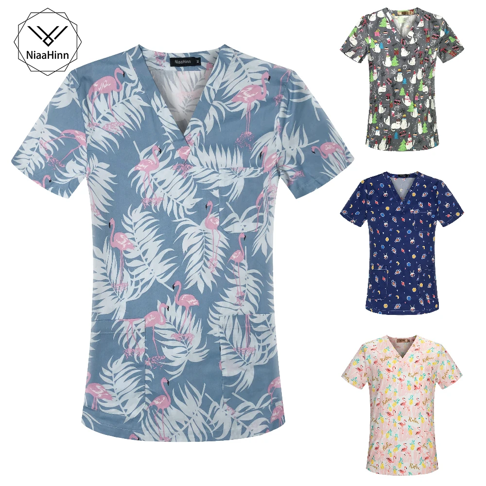 Women V-neck Cute Cartoon Print Nursing Scrubs Tops T Shirt Casual Short Sleeve Women Scrubs Uniforms Nurse Pocket Women Clothes
Women V-neck Cute Cartoon Print Nursing Scrubs Tops T Shirt Casual Short Sleeve Women Scrubs Uniforms Nurse Pocket Women Clothes