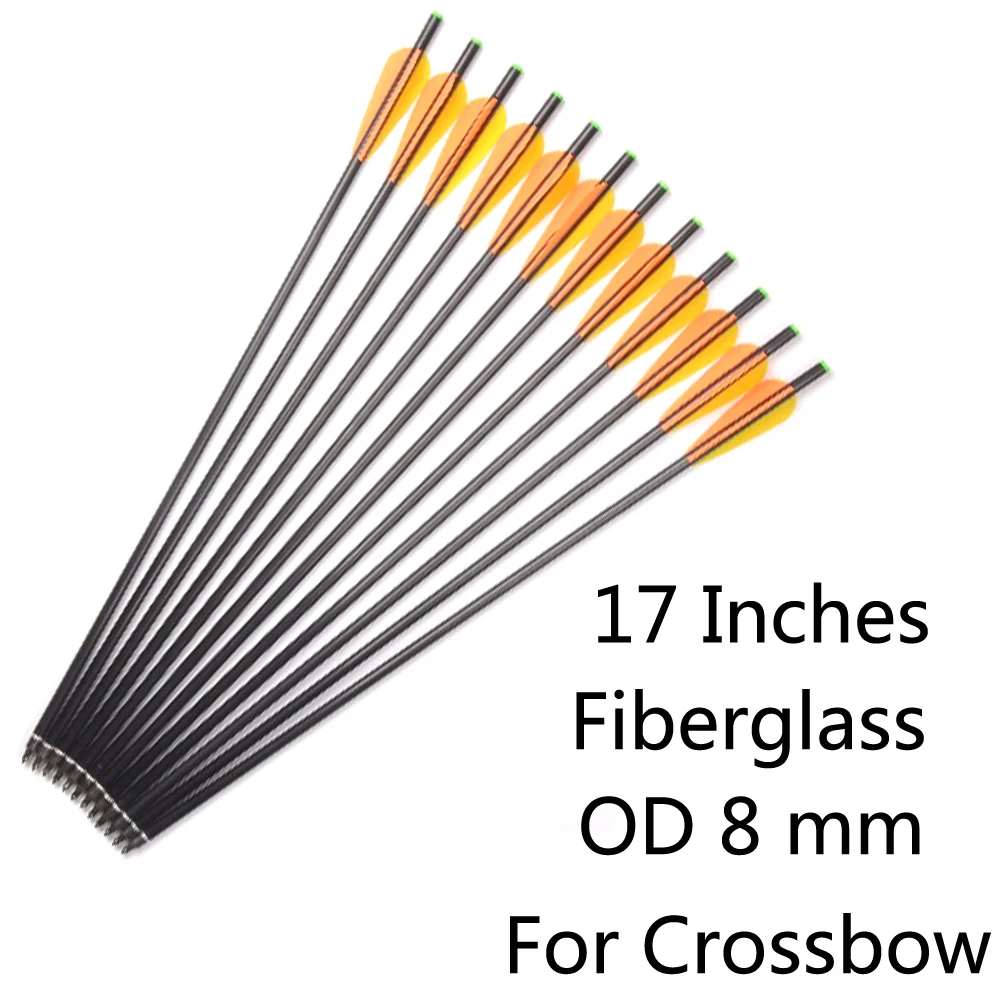 US 17 Inches Fiberglass Crossbow Arrows with Diameter 8mm Changeable Tips Crossbow Bolts 6/12/24pcs for Crossbow Archey Hunting
US 17 Inches Fiberglass Crossbow Arrows with Diameter 8mm Changeable Tips Crossbow Bolts 6/12/24pcs for Crossbow Archey Hunting