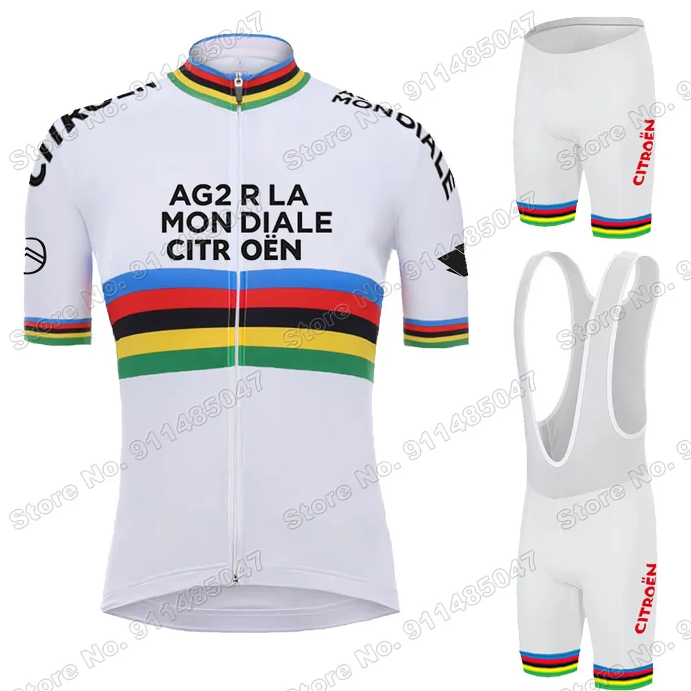 Белый Ag2r 2021 Велоспорт Джерси Набор Champion французская одежда мужские дорожный