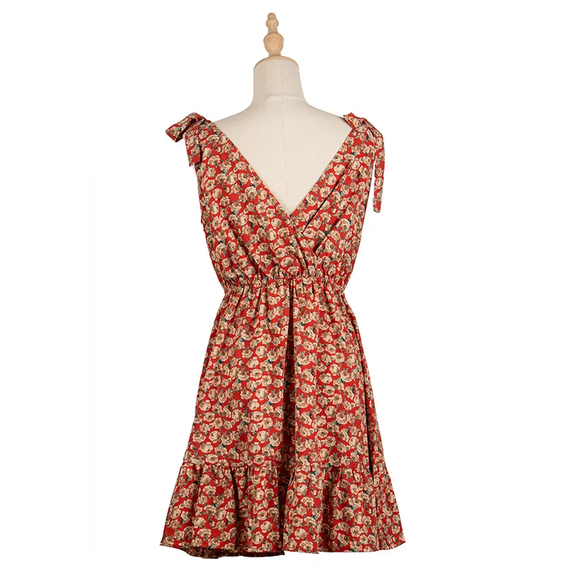 Summer Floral Print Women Sexy Spaghetti Strap Dress Sleeveless Backless Ruffles Mini Party Dress Vestidos
Summer Floral Print Women Sexy Spaghetti Strap Dress Sleeveless Backless Ruffles Mini Party Dress Vestidos