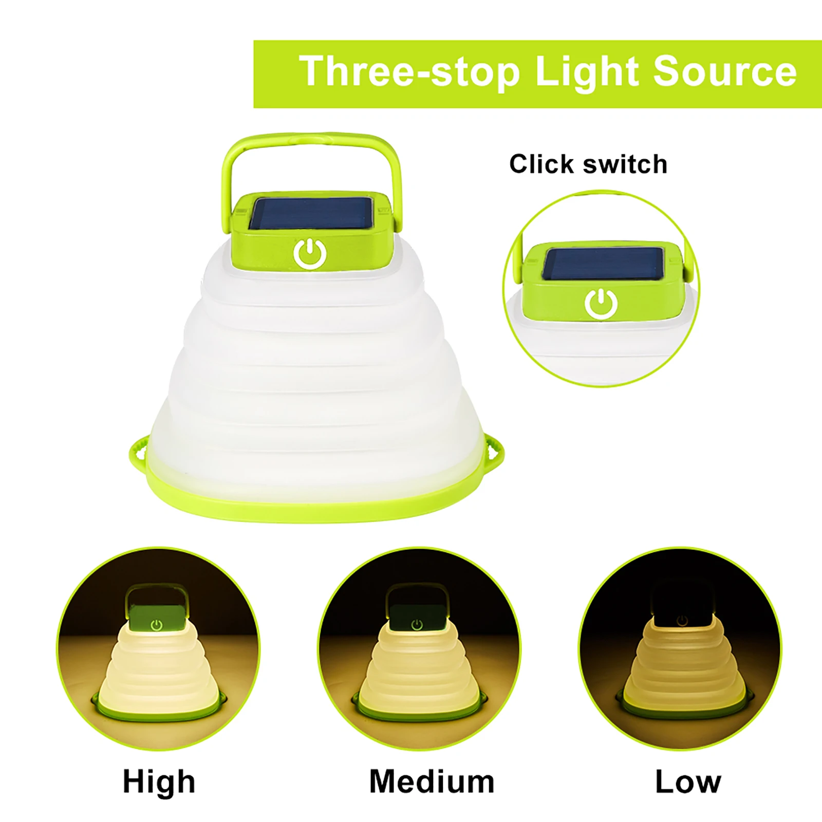 LED Solar Camping Lantern USB Rechargeable Poldable Collapsible Tent Lamp
LED Solar Camping Lantern USB Rechargeable Poldable Collapsible Tent Lamp