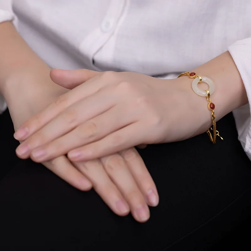 Leouerry Hetian White Jade Bracelet S925 Silver Natural Jade Red Agate Bracelets for Women Personality Silver 925 Jewelry
Leouerry Hetian White Jade Bracelet S925 Silver Natural Jade Red Agate Bracelets for Women Personality Silver 925 Jewelry