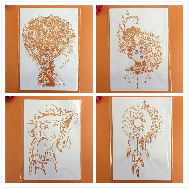 4pcs/set A4 Beauty Mandala Stencils Painting Coloring Embossing Scrapbook Album Decorative Template cake stencil crafts books
4pcs/set A4 Beauty Mandala Stencils Painting Coloring Embossing Scrapbook Album Decorative Template cake stencil crafts books