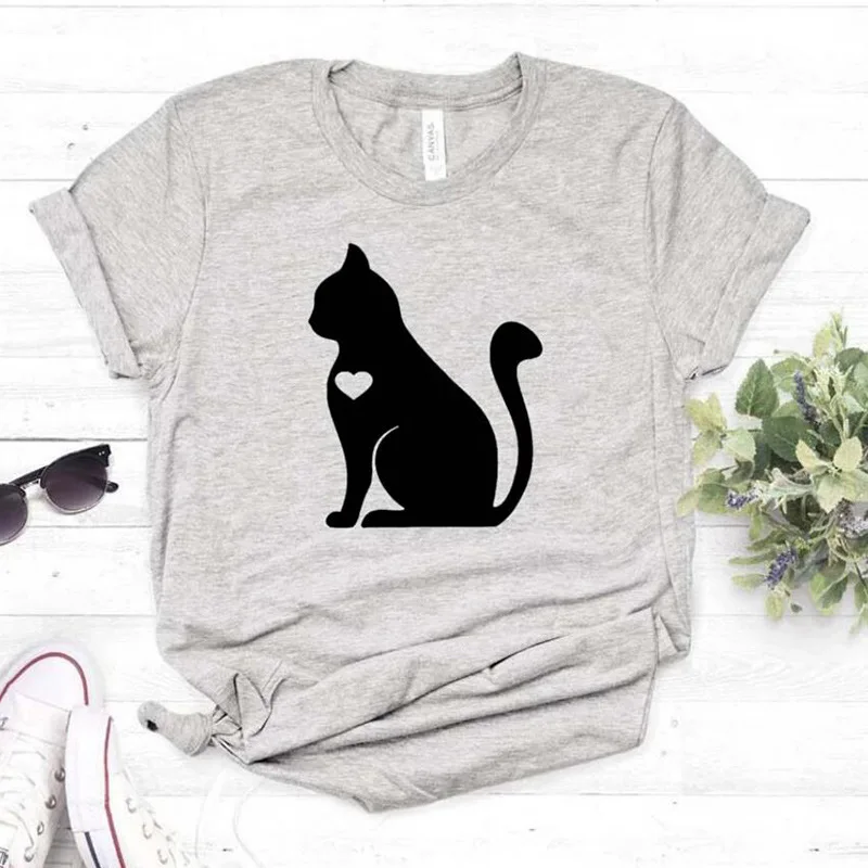 100% Cotton Women T Shirt Black Cat Heart Printed Tshirt Ladies Short Sleeve Tee Shirt Women Female Tops Clothes Camisetas Mujer
100% Cotton Women T Shirt Black Cat Heart Printed Tshirt Ladies Short Sleeve Tee Shirt Women Female Tops Clothes Camisetas Mujer