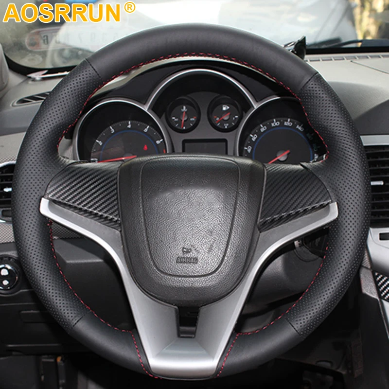 AOSRRUN автомобильные аксессуары шить натуральная кожа чехол рулевого колеса