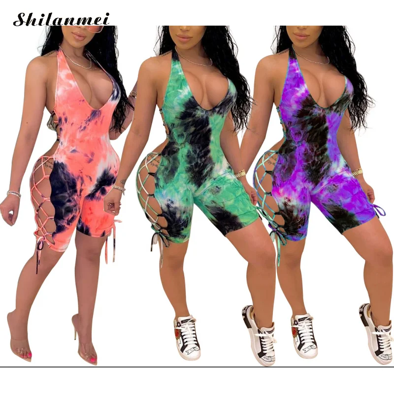 New Tie Dye Rompers Lace Up Sexy Jumpsuit Shorts Backless Bodycon Clubwear Bodysuits Hollow Out Party Outfits Jumpsuits 2XL
New Tie Dye Rompers Lace Up Sexy Jumpsuit Shorts Backless Bodycon Clubwear Bodysuits Hollow Out Party Outfits Jumpsuits 2XL