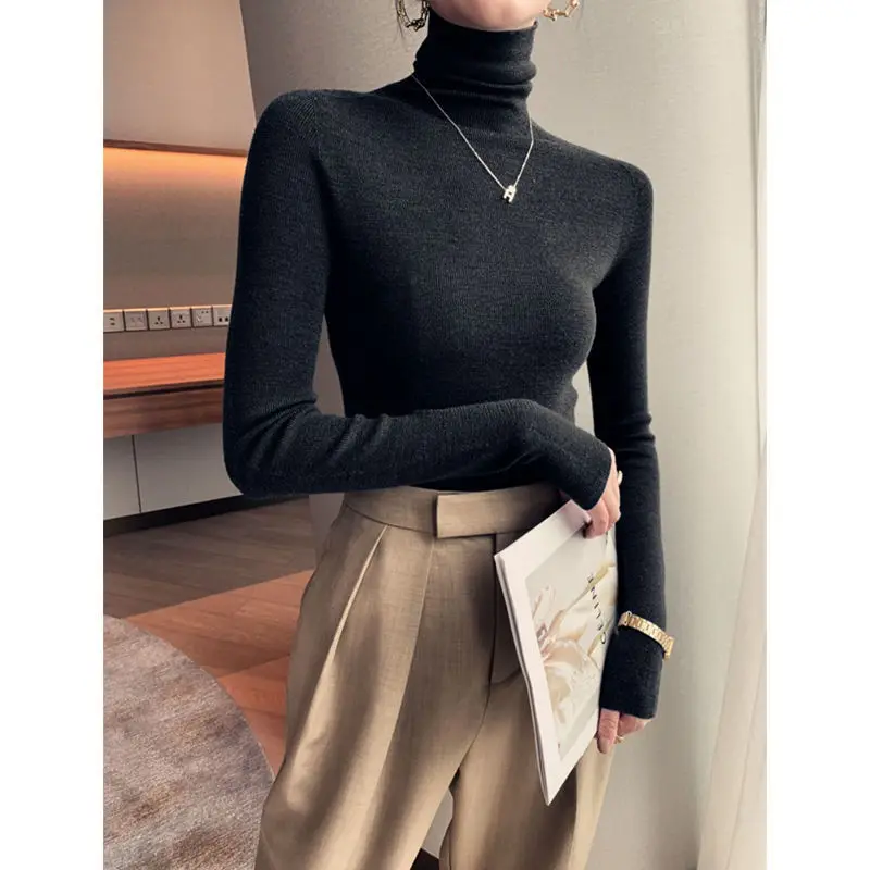 Autumn and winter new versatile foreign style high collar pile neck sweater bottom coat women's long sleeve slim fit with Knitte
Autumn and winter new versatile foreign style high collar pile neck sweater bottom coat women's long sleeve slim fit with Knitte