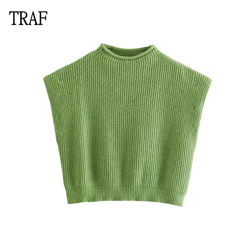 TRAF Green Sweater Vest Women 2021 Loose Knitted Vest Elegant Casual Tank Tops Sleeveless High Street Pullover Chic Tops
TRAF Green Sweater Vest Women 2021 Loose Knitted Vest Elegant Casual Tank Tops Sleeveless High Street Pullover Chic Tops