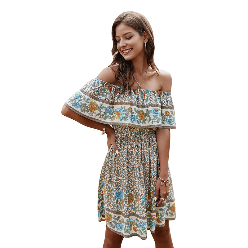 Off The Shoulder Sleeveless Boho Dress Summer Floral Print Women Mini Dress Ruffles Backless Lady Elegant Slim Dresses Vestidos
Off The Shoulder Sleeveless Boho Dress Summer Floral Print Women Mini Dress Ruffles Backless Lady Elegant Slim Dresses Vestidos