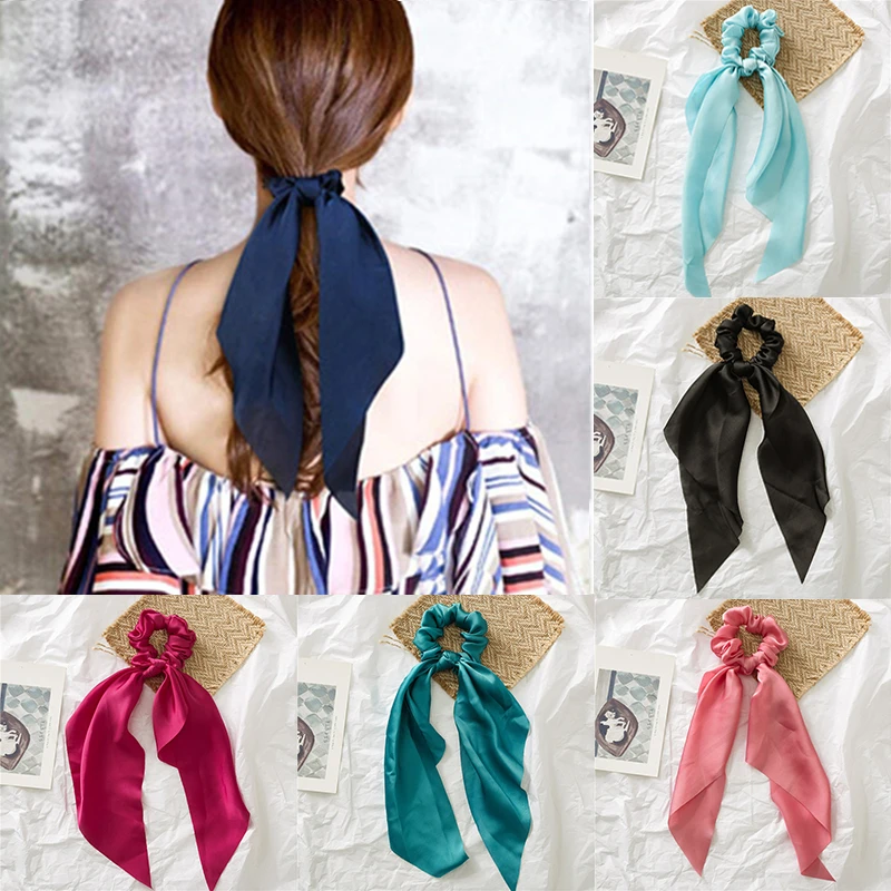 Simple Solid Women Bow Knot Hair Band Satin Silk Headwear Fashion Long Ribbon Scarf Hair Scrunchies Ponytail Holder Accessories
Simple Solid Women Bow Knot Hair Band Satin Silk Headwear Fashion Long Ribbon Scarf Hair Scrunchies Ponytail Holder Accessories