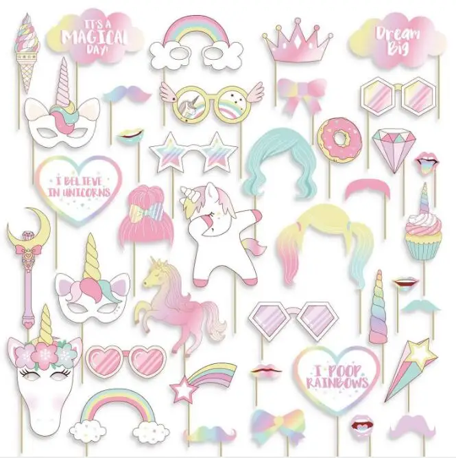 30pcs/set Unicorn Party Photo Booth Props Rainbow Unicornio One 1st First Birthday Party Decoration Party Favor Supplies 
30pcs/set Unicorn Party Photo Booth Props Rainbow Unicornio One 1st First Birthday Party Decoration Party Favor Supplies