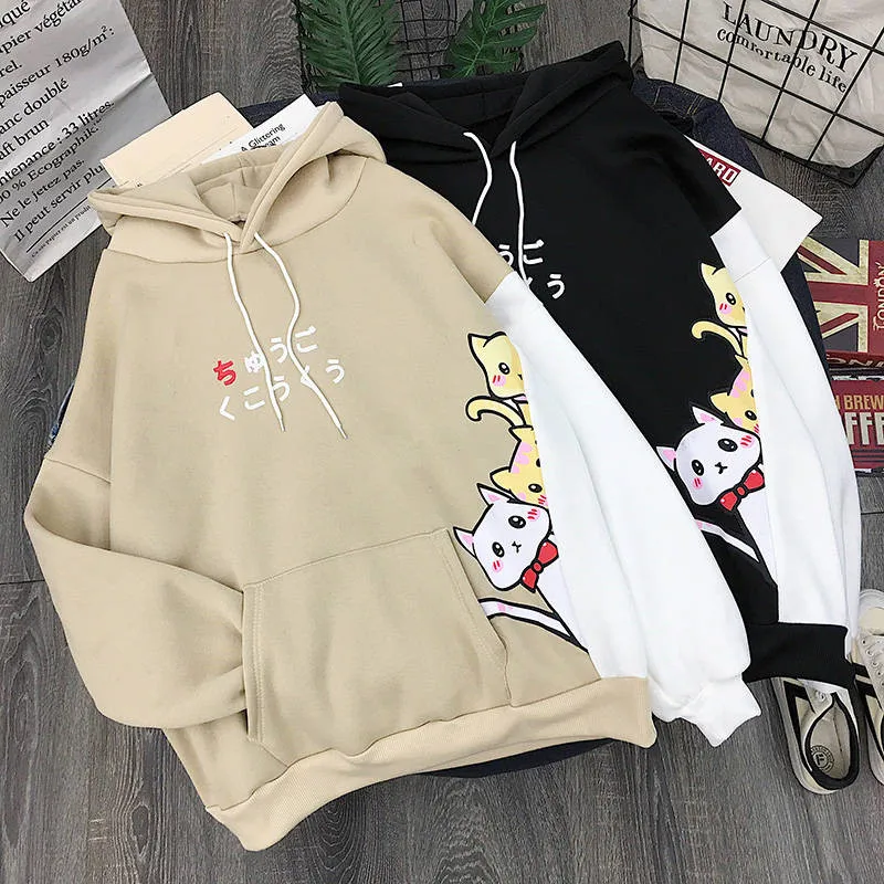 Womens Harajuku Japan Hoodie Women Kawaii Cat Print Sweatshirt Autumn Fashion High Street Hoodies Cute Girls Students Hoodie
Womens Harajuku Japan Hoodie Women Kawaii Cat Print Sweatshirt Autumn Fashion High Street Hoodies Cute Girls Students Hoodie