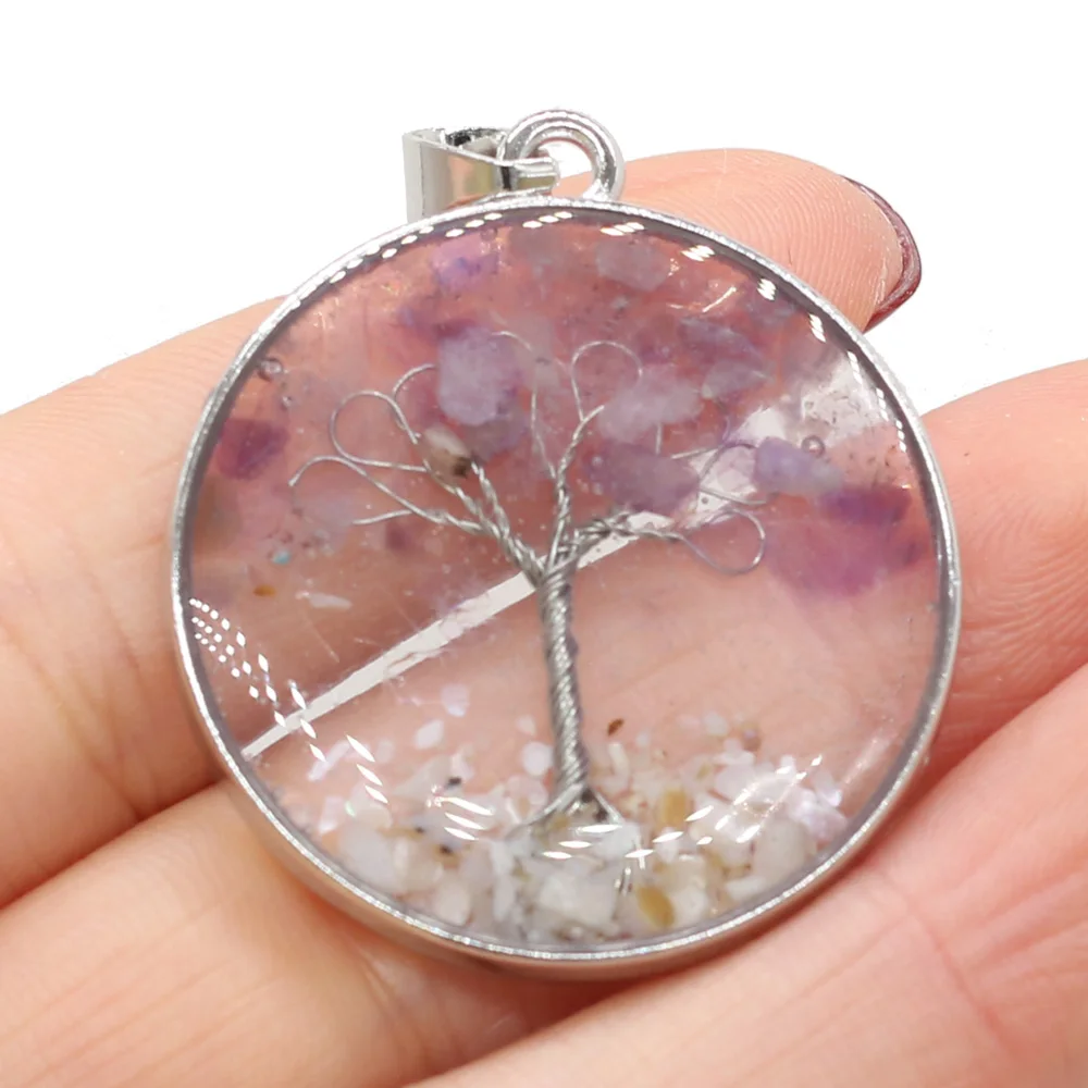 Natural Gem Stone Round Amethyst Tree of Life Pendant Handmade Crafts DIY Necklace Jewelry Accessories Gift Making Size 33x33mm
Natural Gem Stone Round Amethyst Tree of Life Pendant Handmade Crafts DIY Necklace Jewelry Accessories Gift Making Size 33x33mm