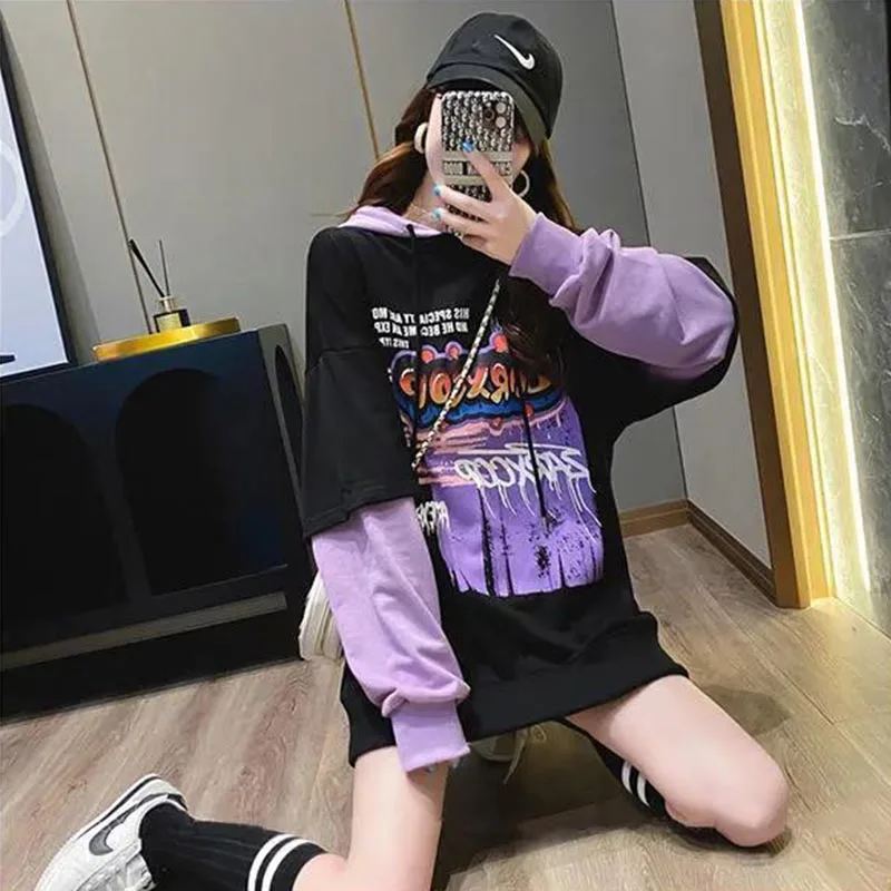 Loose fake two-piece Sweatshirts women's hooded Top Streetwear Hip Hop Punk Fashion Clothes Kawaii Y2K Oversized hoodie Pullover
Loose fake two-piece Sweatshirts women's hooded Top Streetwear Hip Hop Punk Fashion Clothes Kawaii Y2K Oversized hoodie Pullover