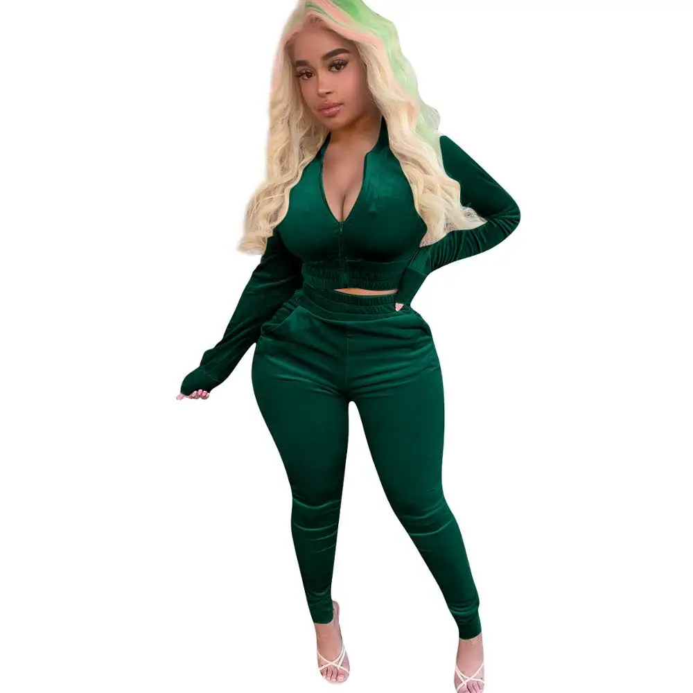 Women Solid Velvet Tracksuits Outfits 2020 Autumn New Arrivals Lady Sexy V-neck Zipper Coats Skinny Sport Pants Two-Piece Set
Women Solid Velvet Tracksuits Outfits 2020 Autumn New Arrivals Lady Sexy V-neck Zipper Coats Skinny Sport Pants Two-Piece Set