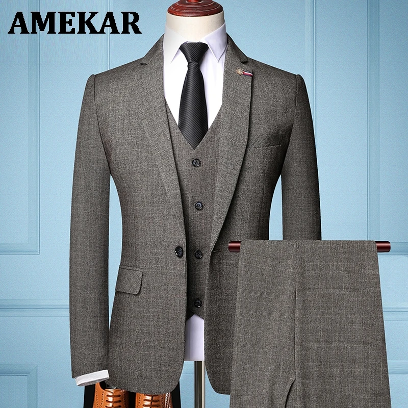 Brand Fashion Men 's Slim Fit Business Suit Men Fashion 3 Pieces Mens Blazers Tuxedos Suits Groom Best Wedding Suits
Brand Fashion Men 's Slim Fit Business Suit Men Fashion 3 Pieces Mens Blazers Tuxedos Suits Groom Best Wedding Suits