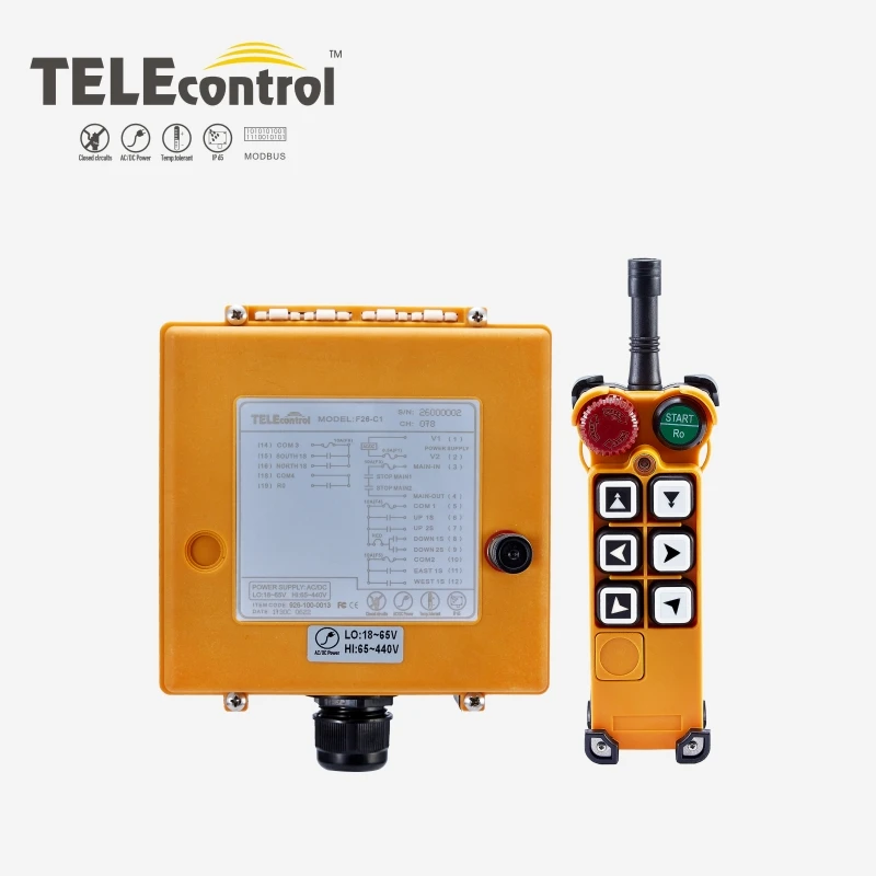 Industrial Remote Control F26-C1 Crane Lift Button Switch 6 buttons 1 receiver 1 transmitter for hoist crane
Industrial Remote Control F26-C1 Crane Lift Button Switch 6 buttons 1 receiver 1 transmitter for hoist crane