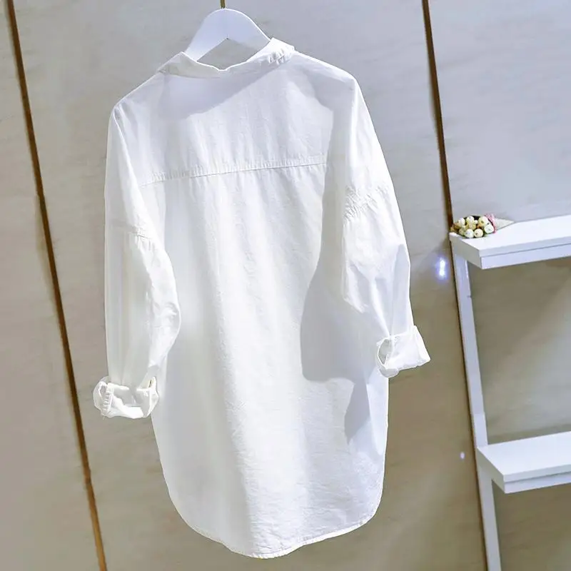 Рубашка оверсайз женская Модный хлопковый топ в Корейском стиле с двумя