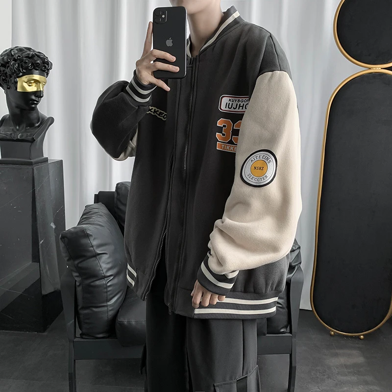 Men Jackets Baseball Coats Male Spring Trendy Harajuku Striped Zipper Patchwork Young Student Oversize Outwear Leisure Fashion
Men Jackets Baseball Coats Male Spring Trendy Harajuku Striped Zipper Patchwork Young Student Oversize Outwear Leisure Fashion