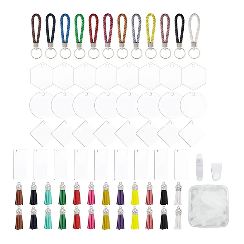 Acrylic Keychain Blanks Kit, Including Key Rings,Key Chain, Tassels, Woven Keychains for DIY Keychain Vinyl Crafting
Acrylic Keychain Blanks Kit, Including Key Rings,Key Chain, Tassels, Woven Keychains for DIY Keychain Vinyl Crafting
