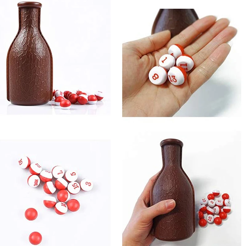 

New Arrival 1 Set Billiard Game Kelly Pool Shaker Bottle With Standard Set Of 16 Numbered Tally Balls Peas Billiard Accessories