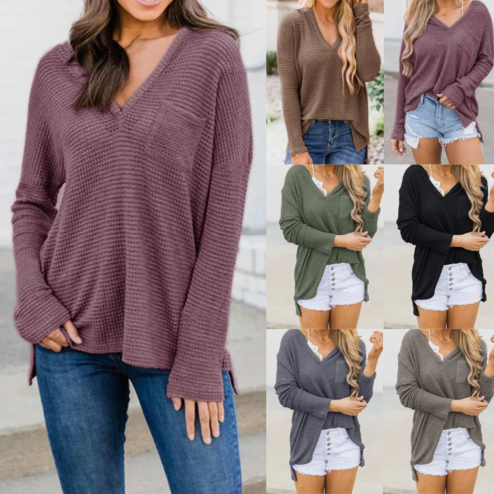 Women's Sweater Loose V-neck Knitted Solid Color Women's Pullover Warm T-shirt 2021 New Autumn Winter Basic Knitted Pullover
Women's Sweater Loose V-neck Knitted Solid Color Women's Pullover Warm T-shirt 2021 New Autumn Winter Basic Knitted Pullover